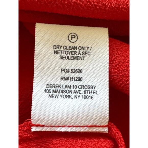 90s Y2K Derek Lam 10 Crosby Silk Blend Going Out Top Sz 2 Red Handkerchief Hem - Picture 11 of 14